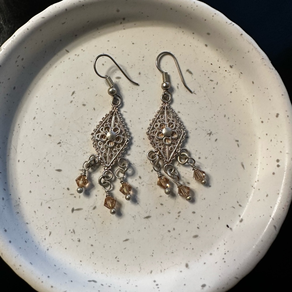 Dainty Silver and Gold Dangle Earrings